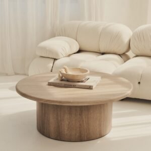 Madison - Large Washed Wood Round Wooden Coffee Table